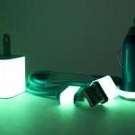 Blue iPhone Charger with Glow in the Dark Trim (wall plug and car adapter compatible with iPhone 5)