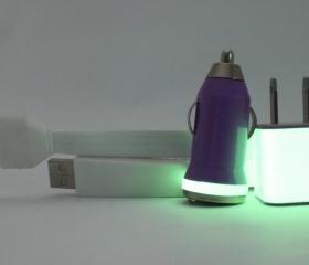 Glow in the Dark iPhone Charger XXL - 3-in-1 Glow in the Dark 10 ft White and Purple iPhone 4 4s Charger w/ Flat iPhone Cable