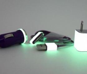 Glow in the Dark iPhone Charger - 3-in-1 Glow in the Dark Purple iPhone 4 4s Charger