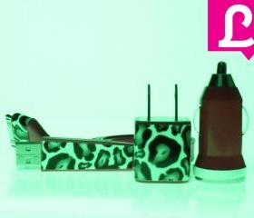 Glow in the Dark iPhone Charger - Cheetah Leopard Glow in the Dark Flat Noodle iPhone Charger (Hot Pink)