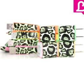 iPhone 4/4s Charger - Cheetah Leopard Glow in the Dark Flat Noodle iPhone Charger (Summer Collection)