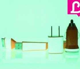 Glow in the Dark Orange iPhone Charger (flat cable, wall adapter and car charger included)