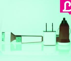 Glow in the Dark Hot Pink iPhone Charger (flat cable, wall adapter and car charger included)