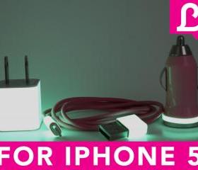 Glow in the Dark iPhone 5 Charger - 3-in-1 Glow in the Dark Pink iPhone Charger - iPad Mini Charger - iPod Charger