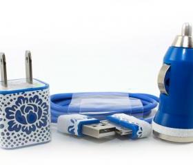 Vintage inspired White lace iphone charger set - wall & car charger compatible with iphone 5
