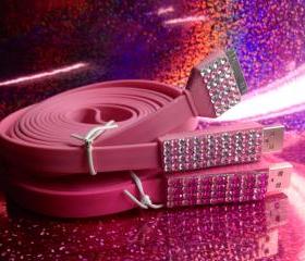 10 ft Extra Long Blinged out Pink iPhone Charger Cable Cord