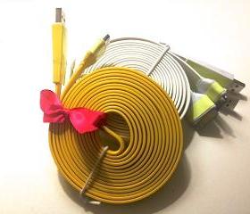 Yellow 10 Ft Long Glow in the Dark iPhone Charger