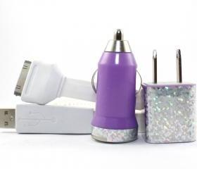 An Ode to Jem & the Hologram Purple and White iPhone Charger - Extra Long 10 feet cable
