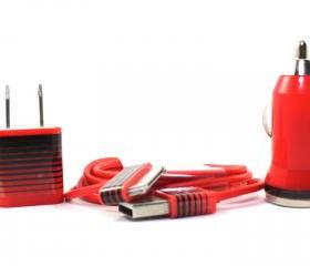 Red & Black Stripes iPhone Charger