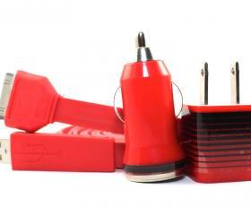 Red iPhone Charger with Stripes Trim and Extra Long 10 feet Cord