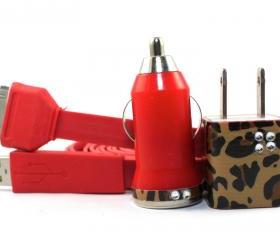 Bejeweled Cheetah Print Red iPhone Charger