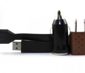 Elegant Tan Perforated Faux Leather iPhone Charger
