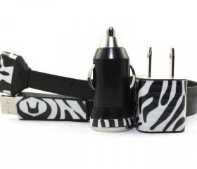Zebra Print iPhone Charger - Extra Long - Approx 10 feet cable