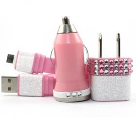 Glamour Pink Mobile Phone Charger for Android Devices - S3, Samsung, Galaxy, Blackberry